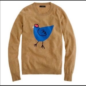 J.Crew cashmere French hen bird sweater Large